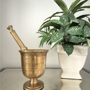 HEAVY 2KG Antique Solid Brass Apothecary Mortar & Pestle - 19th Century Style